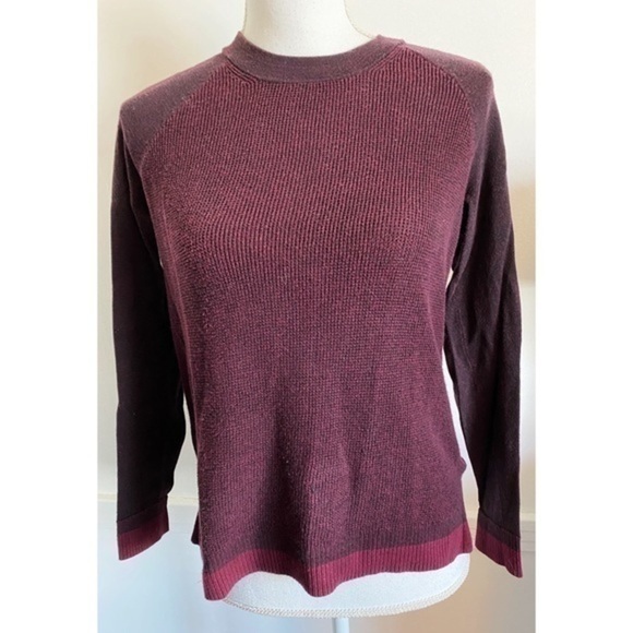 Rag & Bone • Burgundy Thermal Waffle Crew Neck Top - Picture 1 of 4